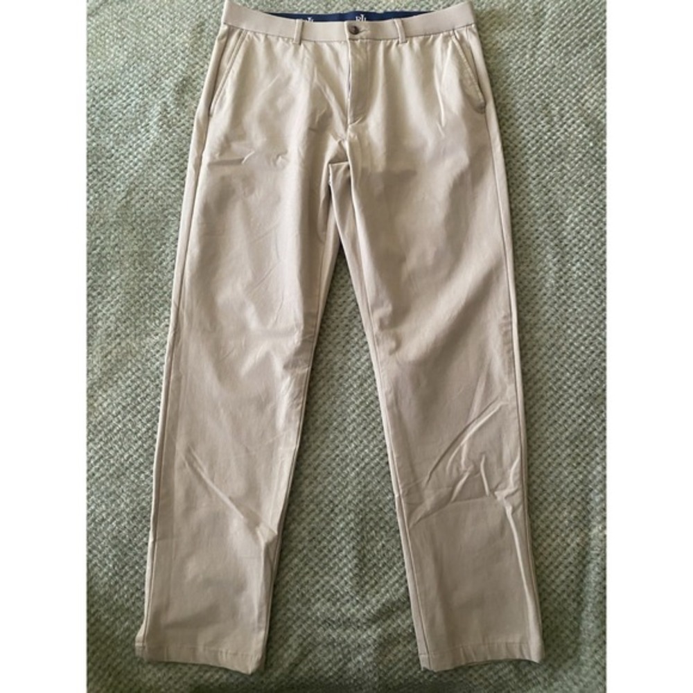 Lauren Ralph Lauren Mens Tan Stretch Chino Pants Slim Fit 33W 32L Khaki Trouser